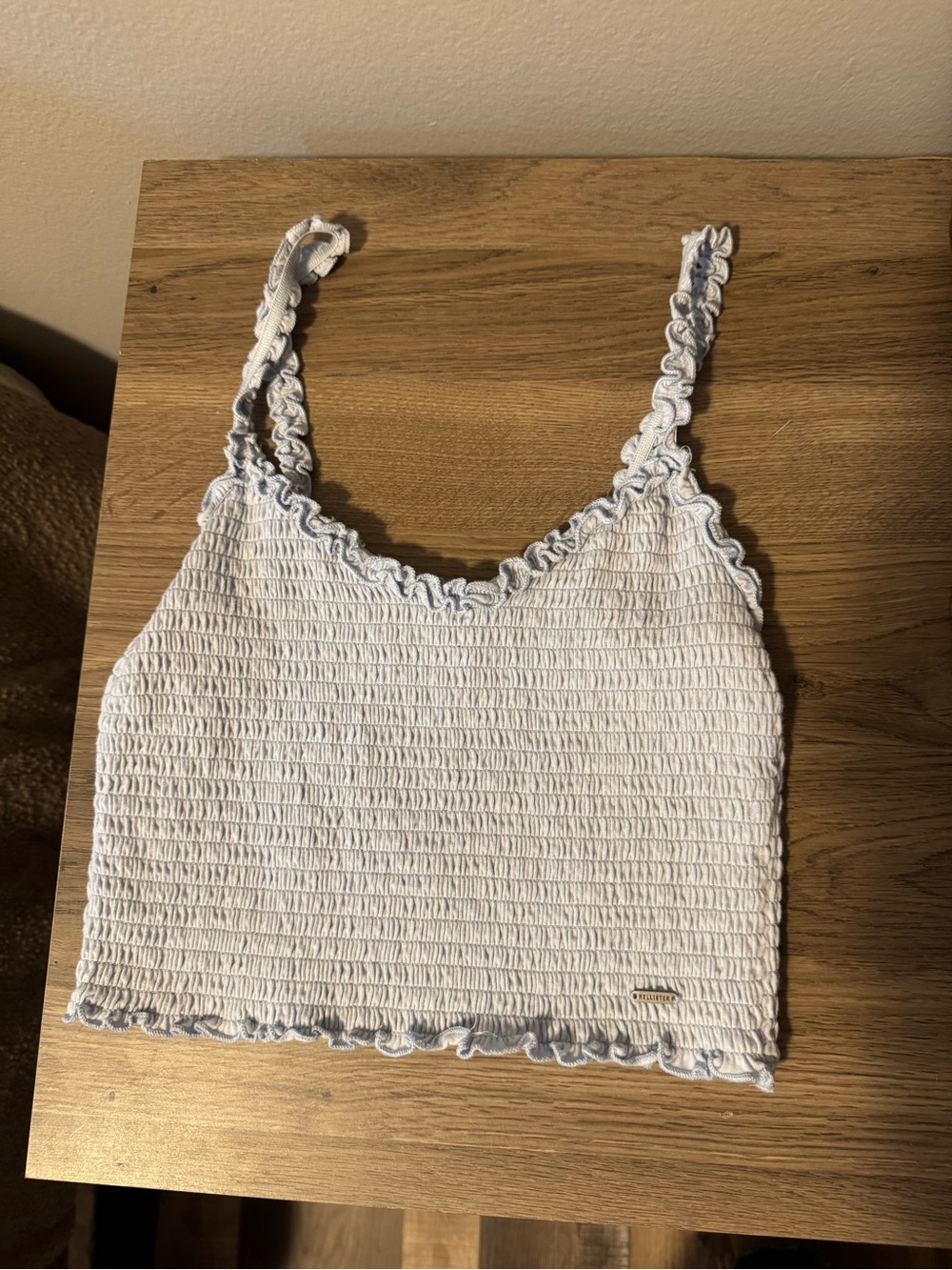 Hollister light blue Smocked Ruffle Crop Tank